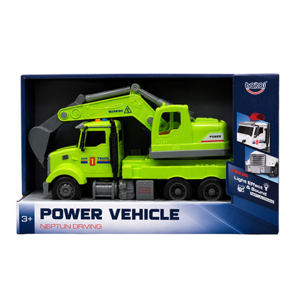 Power Vehicle Excavator Truck Toy with Light & Sound (3+ Ages)