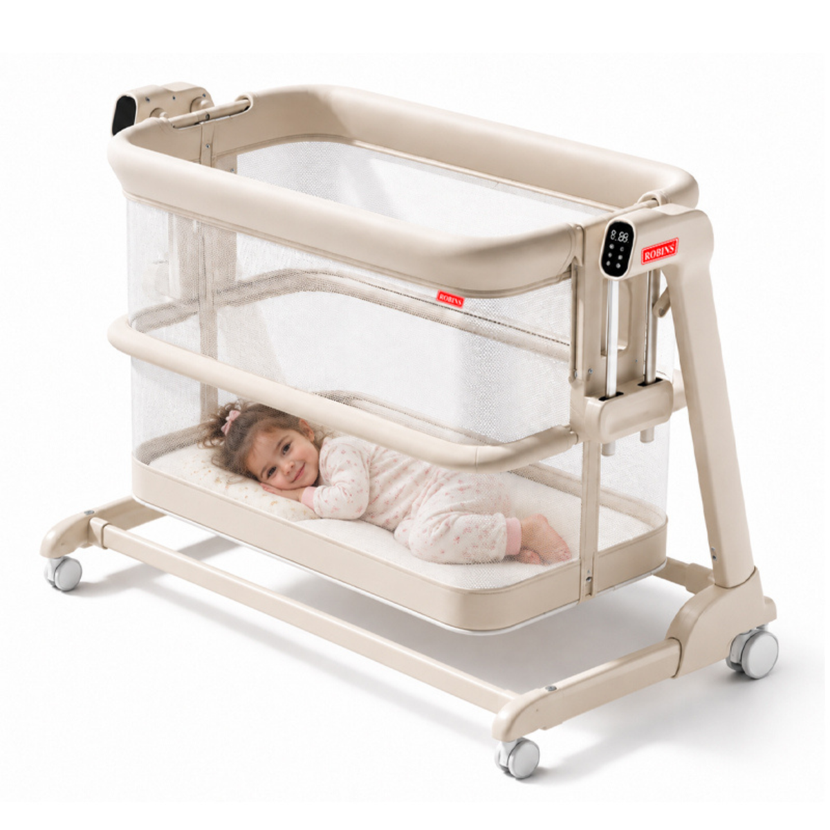 Robins Dream™ Smart Bedside Bassinet – Electric Adjustable Cradle