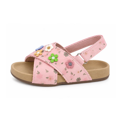 Floral Cross-Strap Kids Sandals – Soft Footbed & Non-Slip Sole