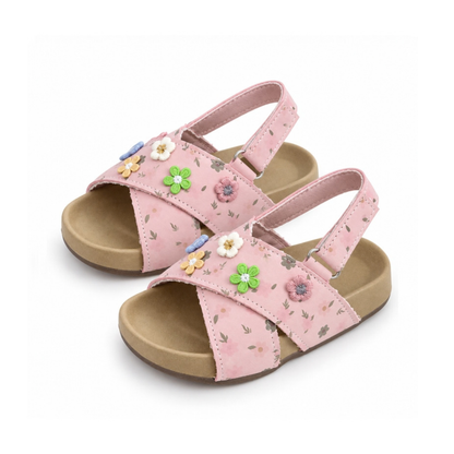 Floral Cross-Strap Kids Sandals – Soft Footbed & Non-Slip Sole