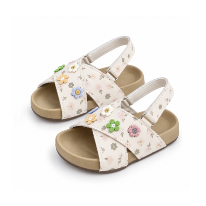 Floral Cross-Strap Kids Sandals – Soft Footbed & Non-Slip Sole
