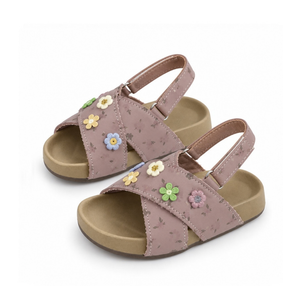 Floral Cross-Strap Kids Sandals – Soft Footbed & Non-Slip Sole