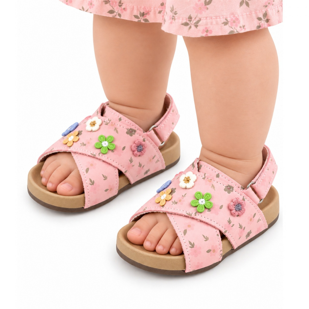 Floral Cross-Strap Kids Sandals – Soft Footbed & Non-Slip Sole