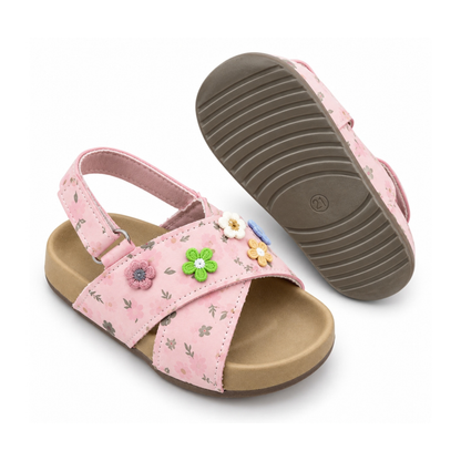 Floral Cross-Strap Kids Sandals – Soft Footbed & Non-Slip Sole