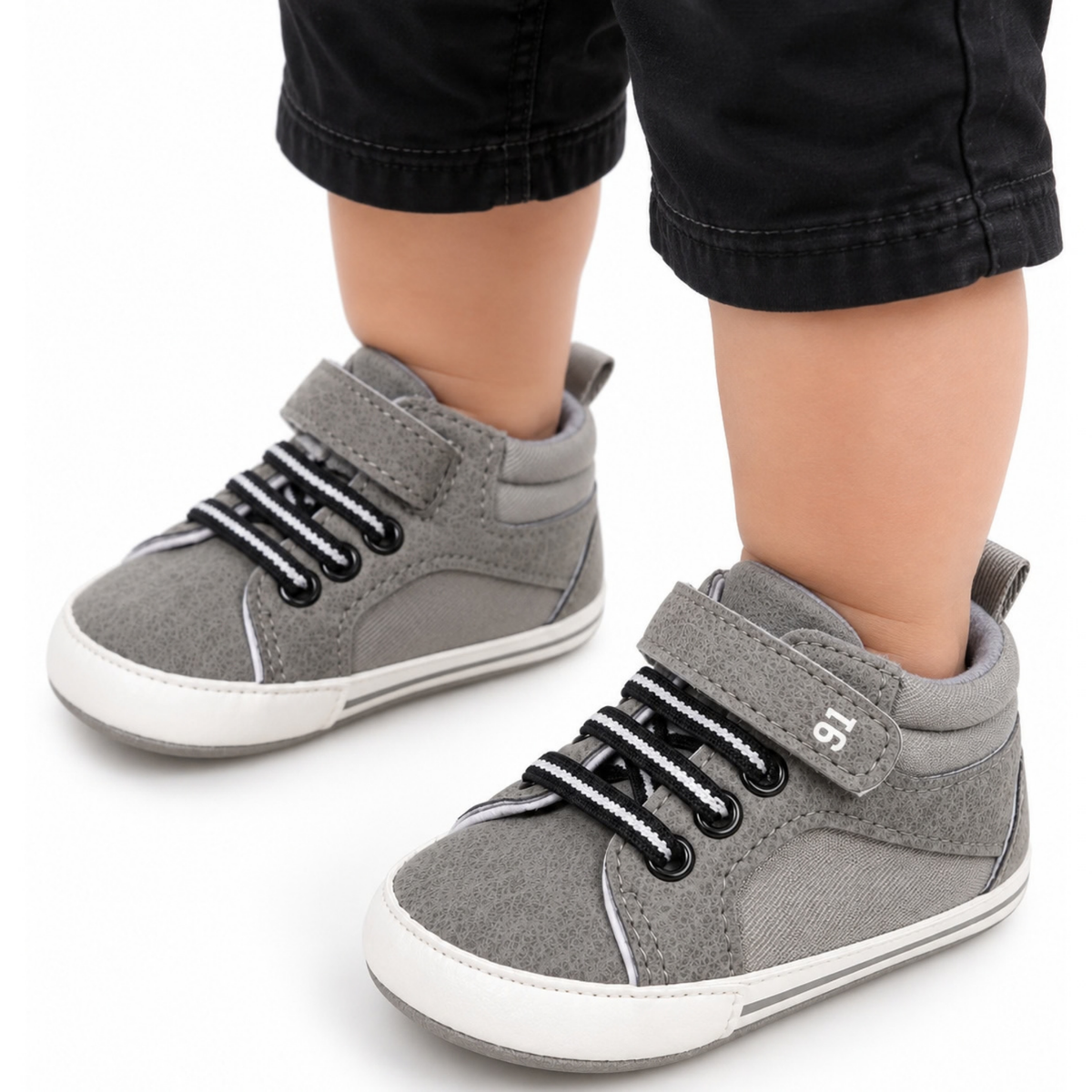 Baby High-Top Sneakers with Hook & Loop Strap