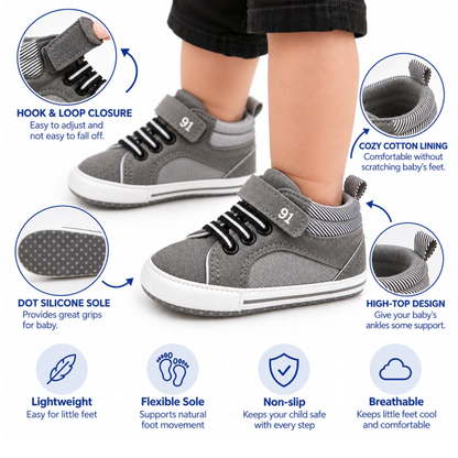 Baby High-Top Sneakers with Hook & Loop Strap