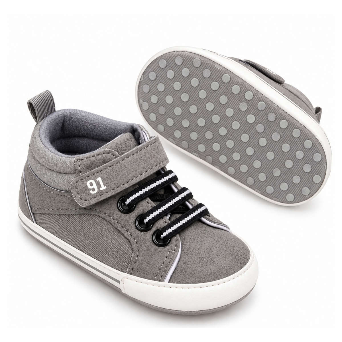 Baby High-Top Sneakers with Hook & Loop Strap