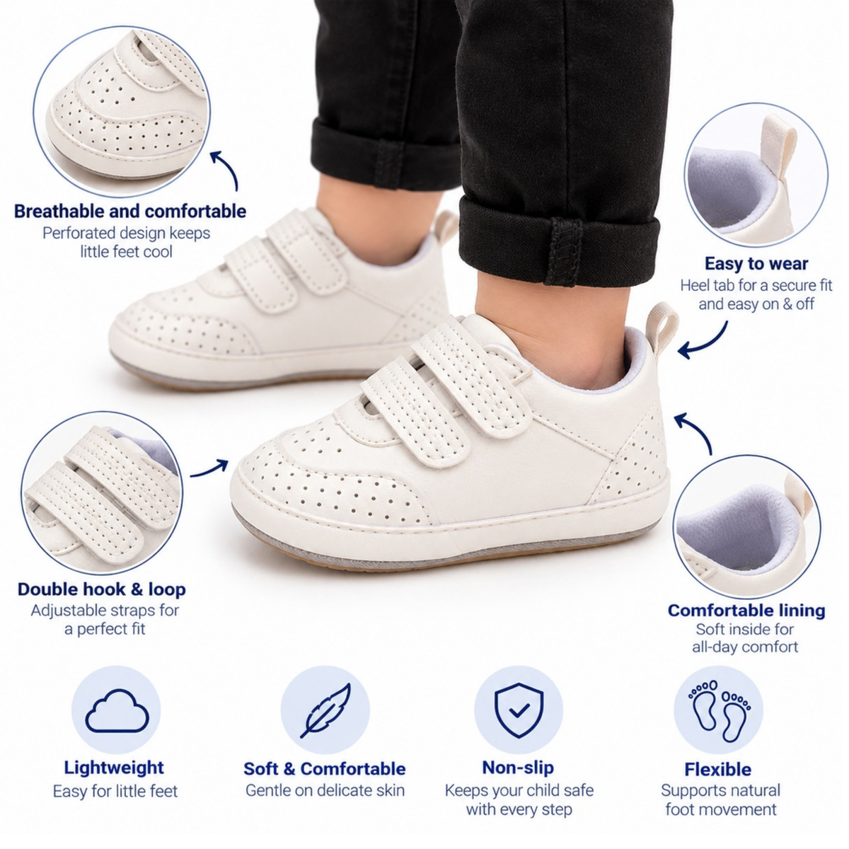 Robins Baby Perforated Velcro Shoes