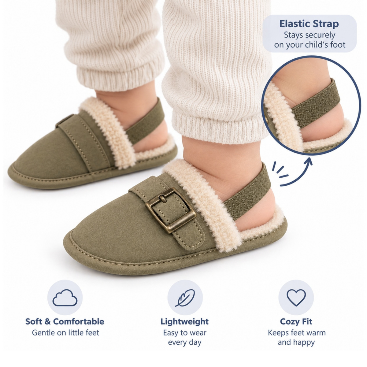 Robins Baby Sherpa-Lined Buckle Shoes