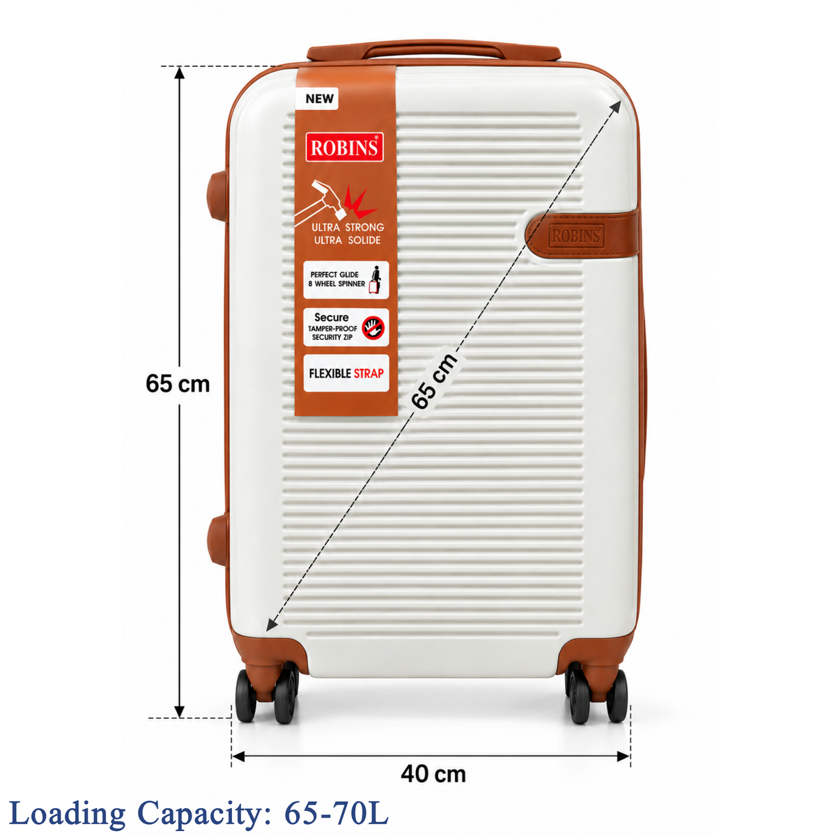 Robins 24-Inch Medium Luggage With 8-Wheel Spinner - 4 Colors
