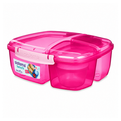 Sistema To Go Triple Split Lunch Box with Yogurt Pot 2L – 3 Colors