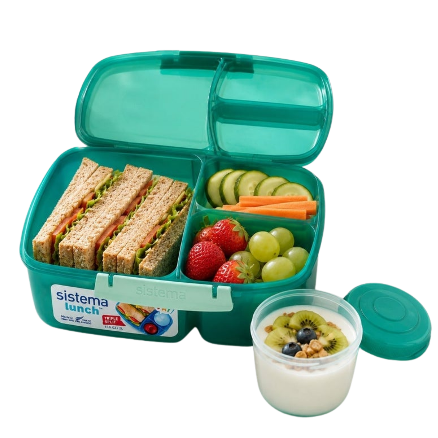 Sistema To Go Triple Split Lunch Box with Yogurt Pot 2L – 3 Colors
