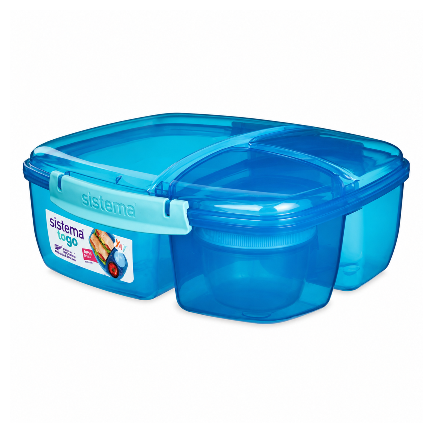 Sistema To Go Triple Split Lunch Box with Yogurt Pot 2L – 3 Colors