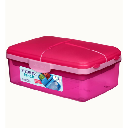 Sistema Slimline Quaddie Lunch Box 1.5L with Drink Bottle – 3 Colors