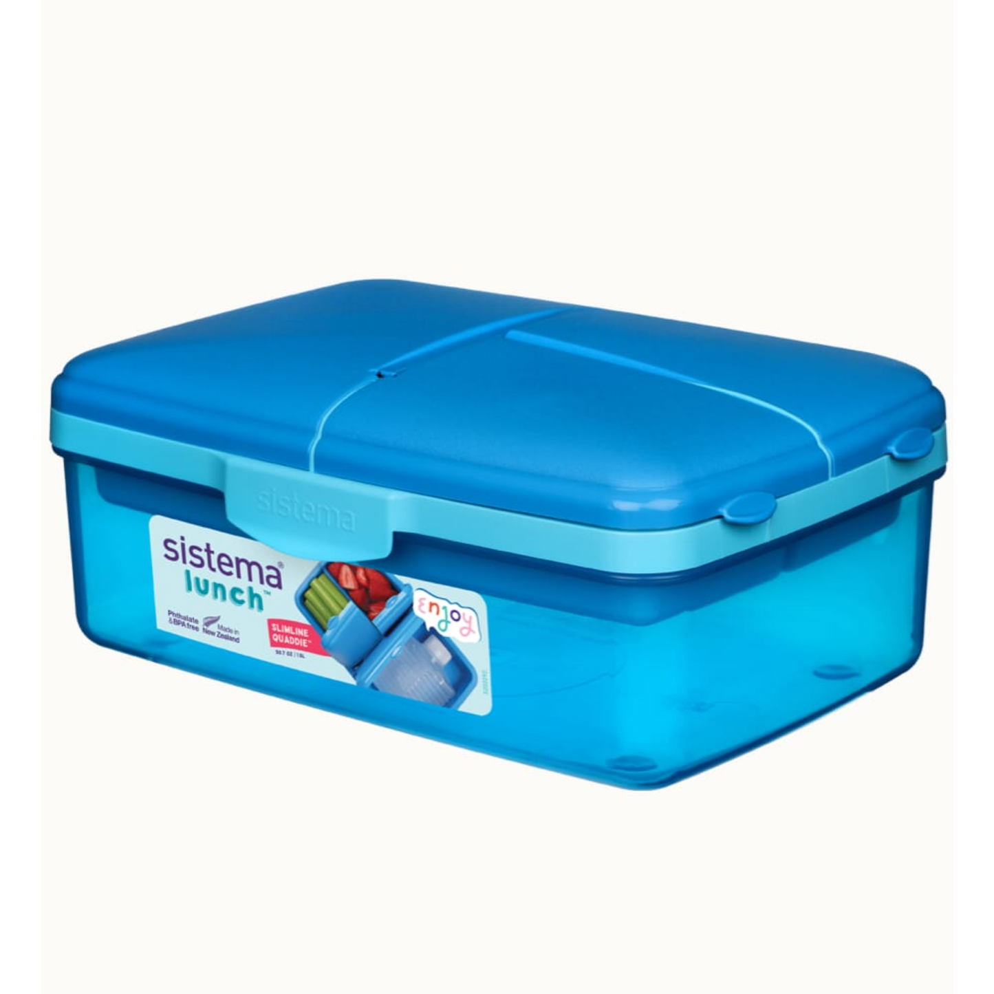 Sistema Slimline Quaddie Lunch Box 1.5L with Drink Bottle – 3 Colors