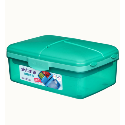 Sistema Slimline Quaddie Lunch Box 1.5L with Drink Bottle – 3 Colors