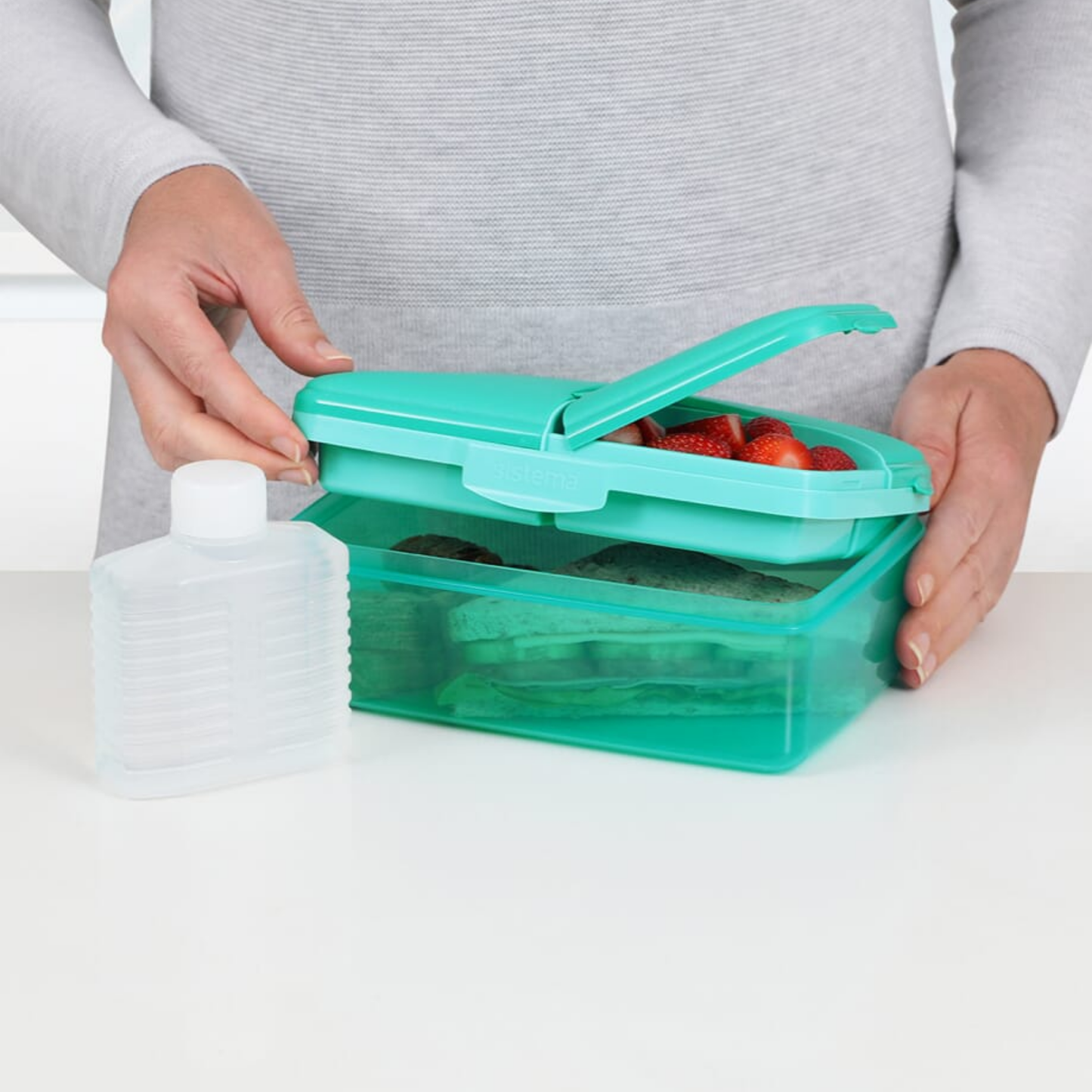 Sistema Slimline Quaddie Lunch Box 1.5L with Drink Bottle – 3 Colors