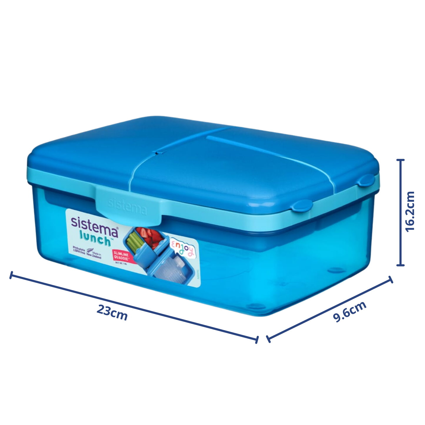 Sistema Slimline Quaddie Lunch Box 1.5L with Drink Bottle – 3 Colors
