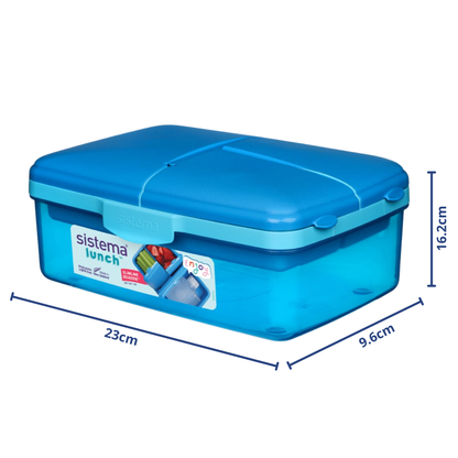 Sistema Slimline Quaddie Lunch Box 1.5L with Drink Bottle – 3 Colors